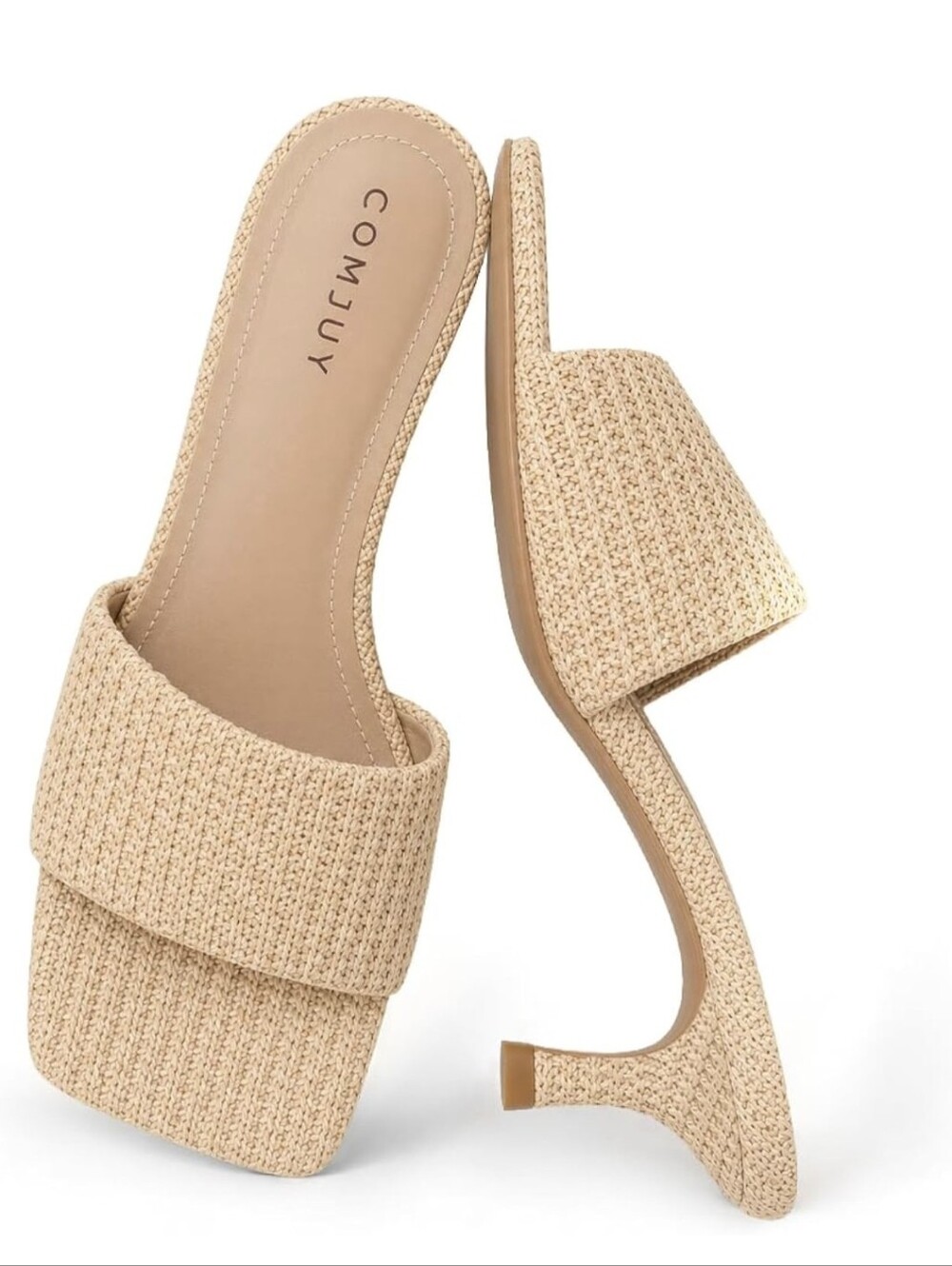 Comjuy Rattan Kitten Heels